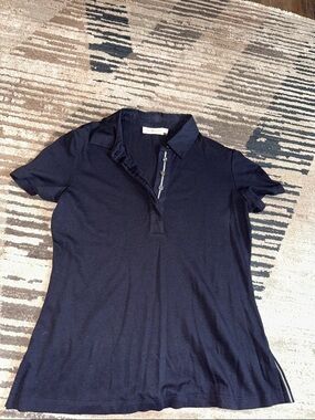 Tory Burch Navy Short-Sleeve Button-Down Polo size small